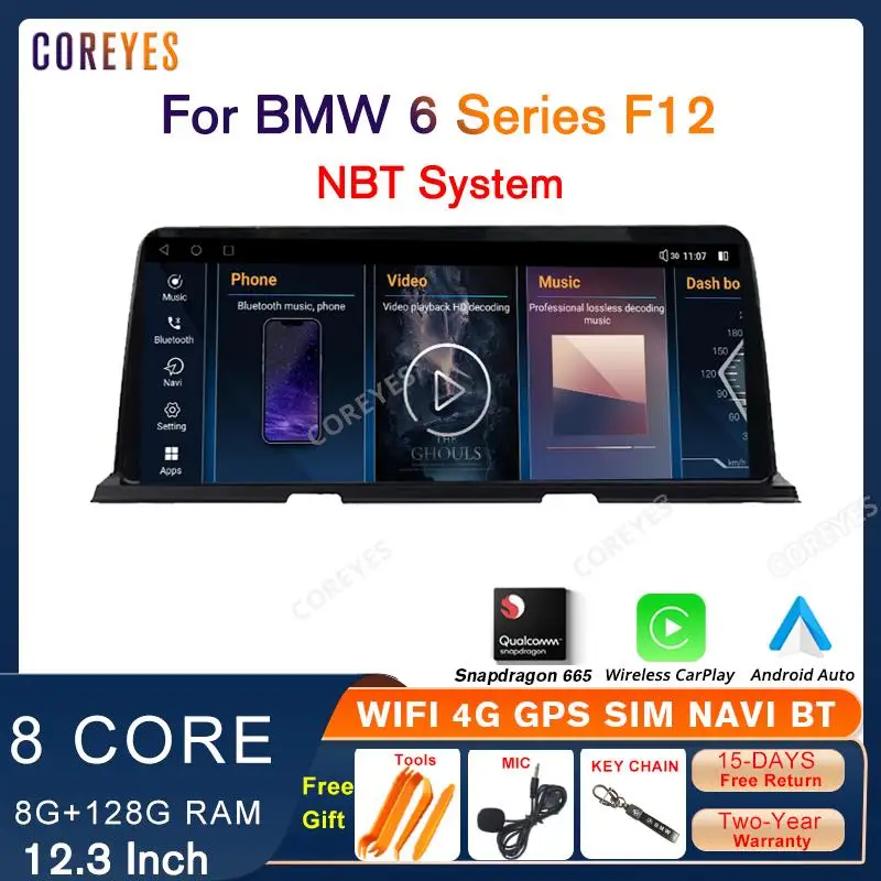 COREYES 12 3-дюймовый автомобильный радиоэкран Android для BMW 6 серии F12 2014-2017 NBT Carplay GPS