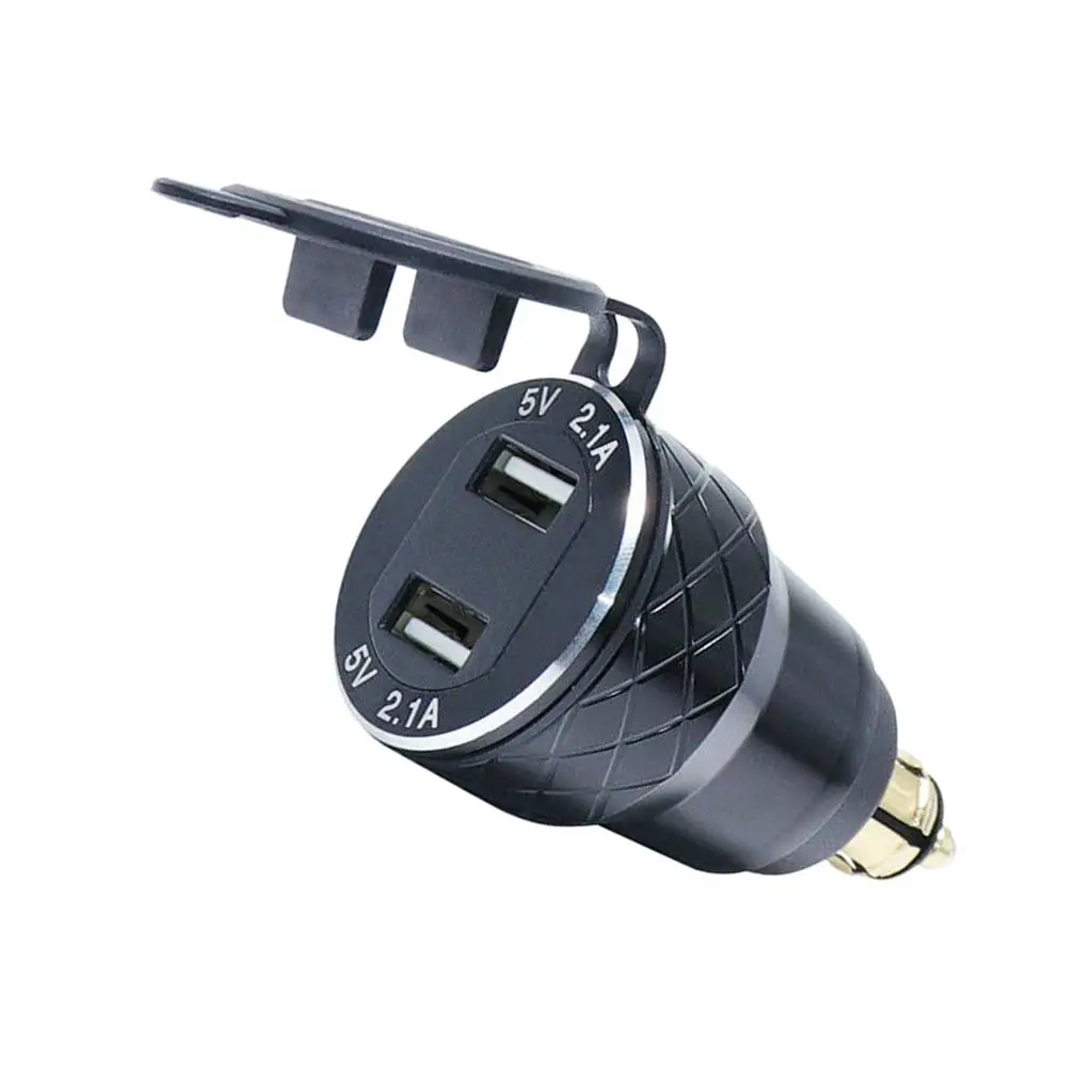 Фото USB-зарядное устройство DIN для мотоцикла, двойной порт, светодиодный цифровой экран, высокая мощность, черный алюминий, для мотоциклов F800 F700 R1200 GS R1200RT №2