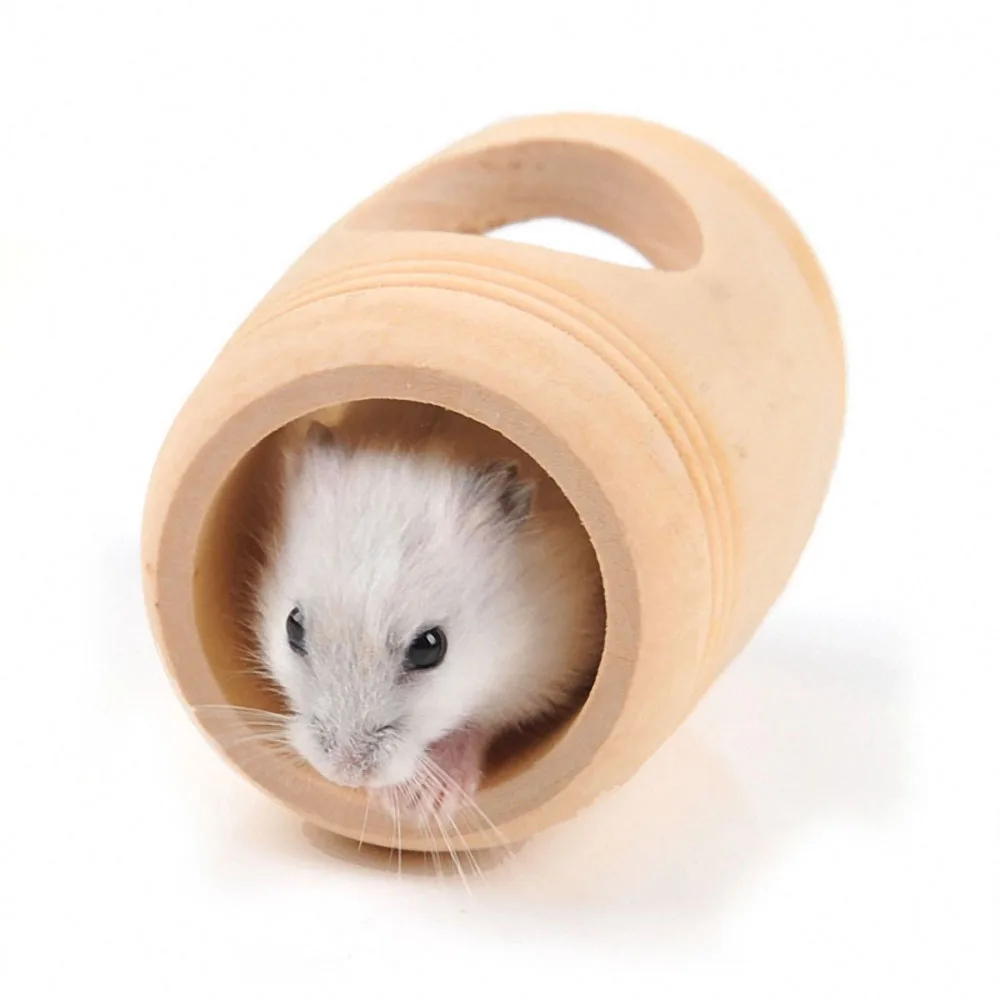 

Mini Wine Barrel Hamster House Pet Nest Wooden Tunnels Pipe Toys Small Pet Hedgehog Rat Hideaway Sleeping Accessories