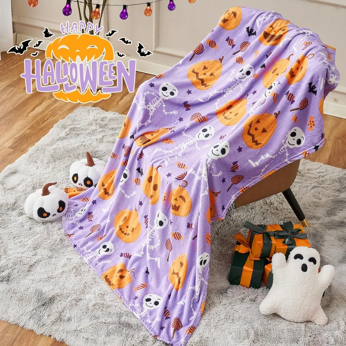 Одеяло на Хэллоуин для детей одеяло с тыквой мягкое дивана и кровати 50x60 дюймов