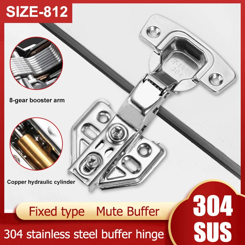 

2/3/4/5Pcs 304 Stainless Steel Hydraulic Hinge Cabinet Door Spring Hinge Damper Buffer Quiet Closing For Home Furniture Size-812