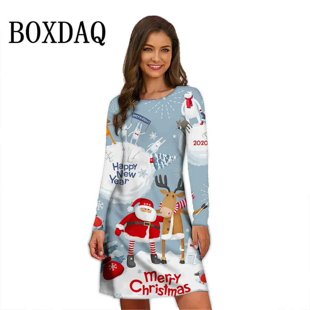2025 веселые рождественские вечерние платья зимнее милое платье с длинными