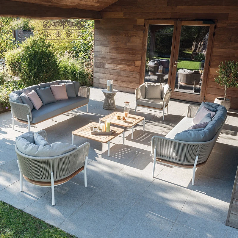 

Уличный комплект диванов, садовая мебель из ротанга для виллы, террасы, водонепроницаемая и Солнцезащитная уличная