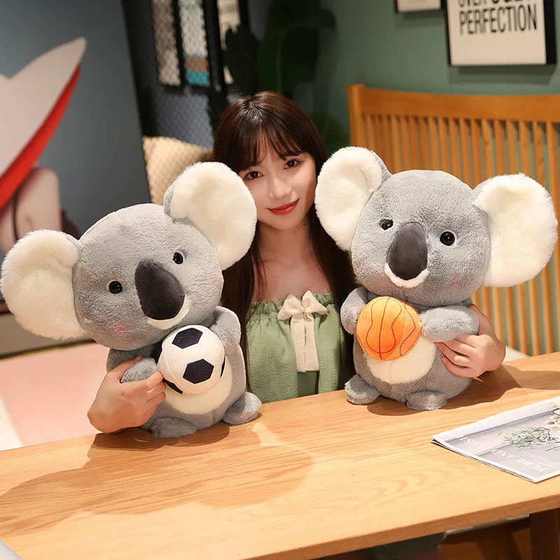 

25-50cm Cute Big Size Sports Koala Plush Pillow Toys Lovely Holding Racket Basketball Koala Bear Dolls Kawaii Birthday Gift