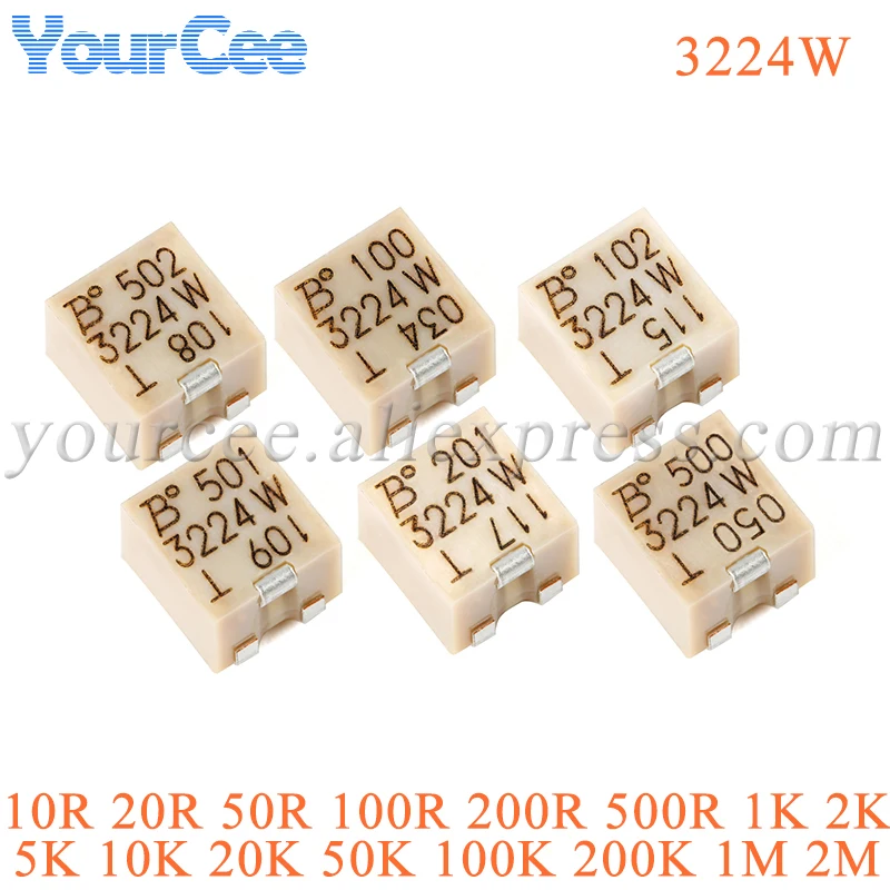 5pcs 3224 3224W SMD Precision Trimmer Potentiometer Adjustab