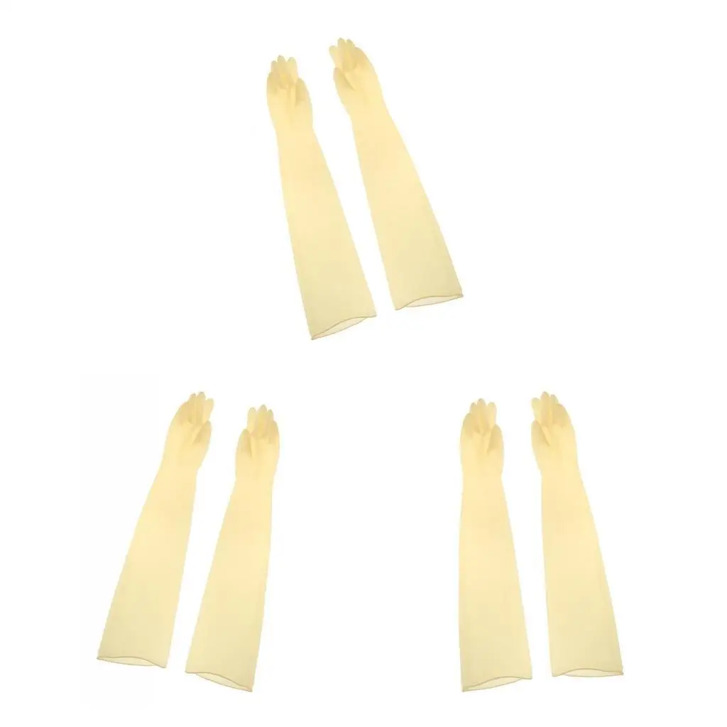 

1 Pair 70cm Industrial Anti Acid Alkali Rubber Gloves Yellow 700x160x0 8mm
