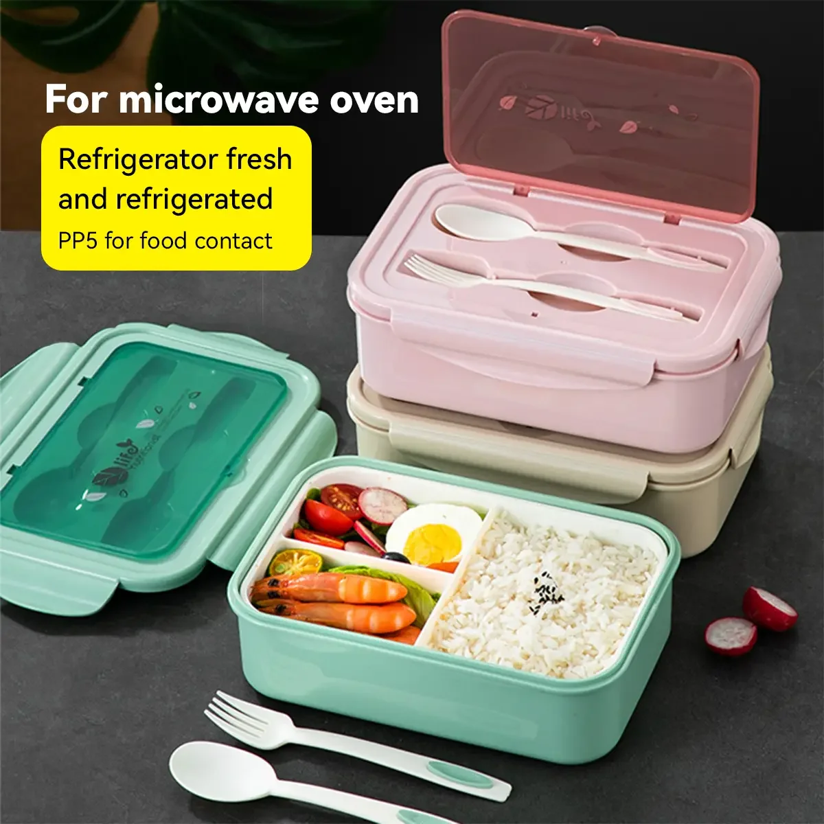 1400ml Portable Lunch Box Microwavable Plastic Thermal Lunch Bag For School Kids Workers Lunch Food Fruit Storage Containers