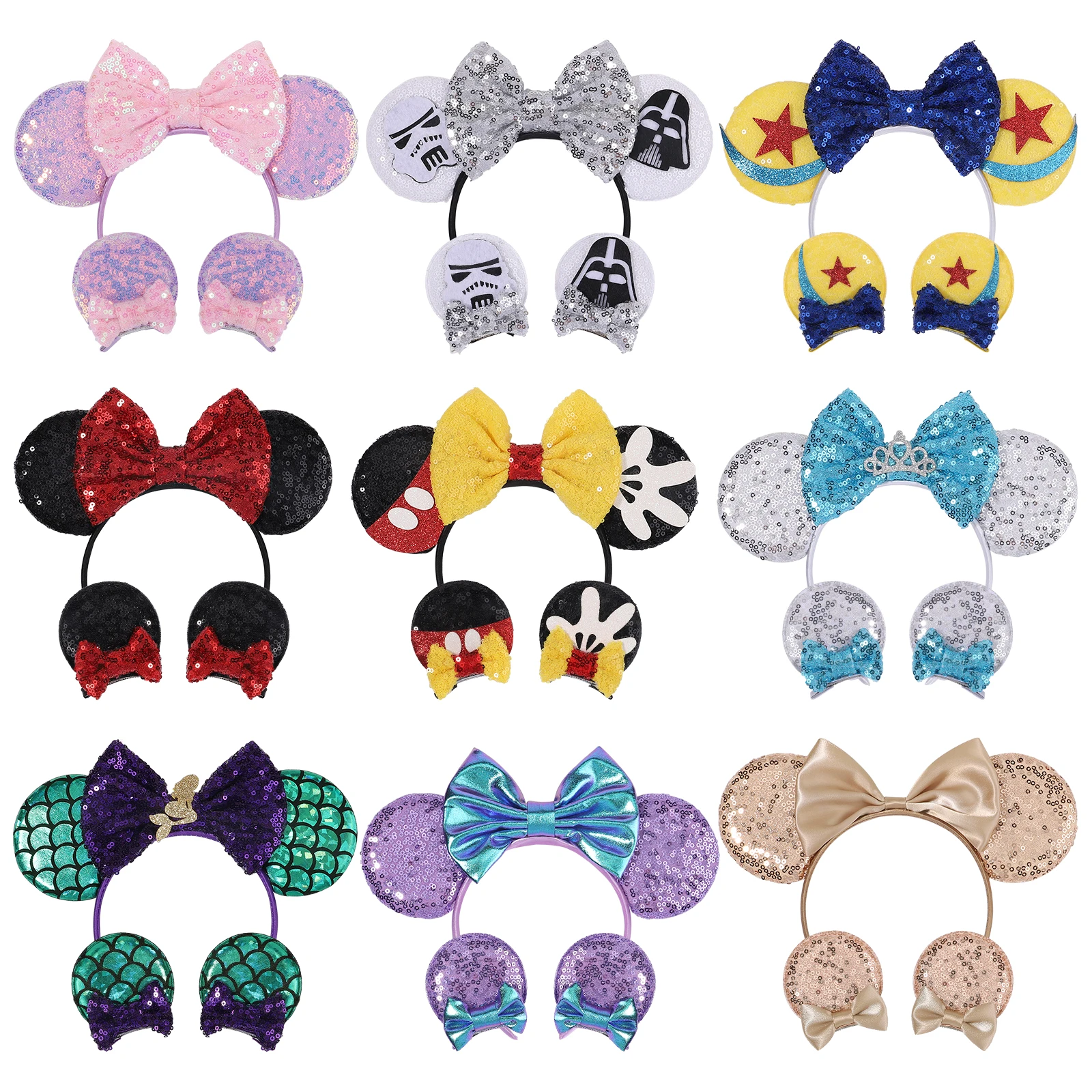 

3pc Sequin Mouse Ears Hairbands Hair Clips Kids Bow Hair Clips Ear Hairpins Baby Party Hairgrips Barrette Girls Hair Accessories