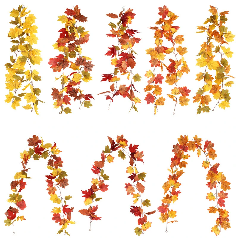 

177 cm Artificial Plant Maple Leaf Rattan Christmas Halloween Autumn Home Garden Hanging DIY Decoration fake plants Accessories
