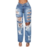 ripped jeans slim fit sexy women denim trousers women casual hole denim trousers female vintage streetwear hip hop style pants