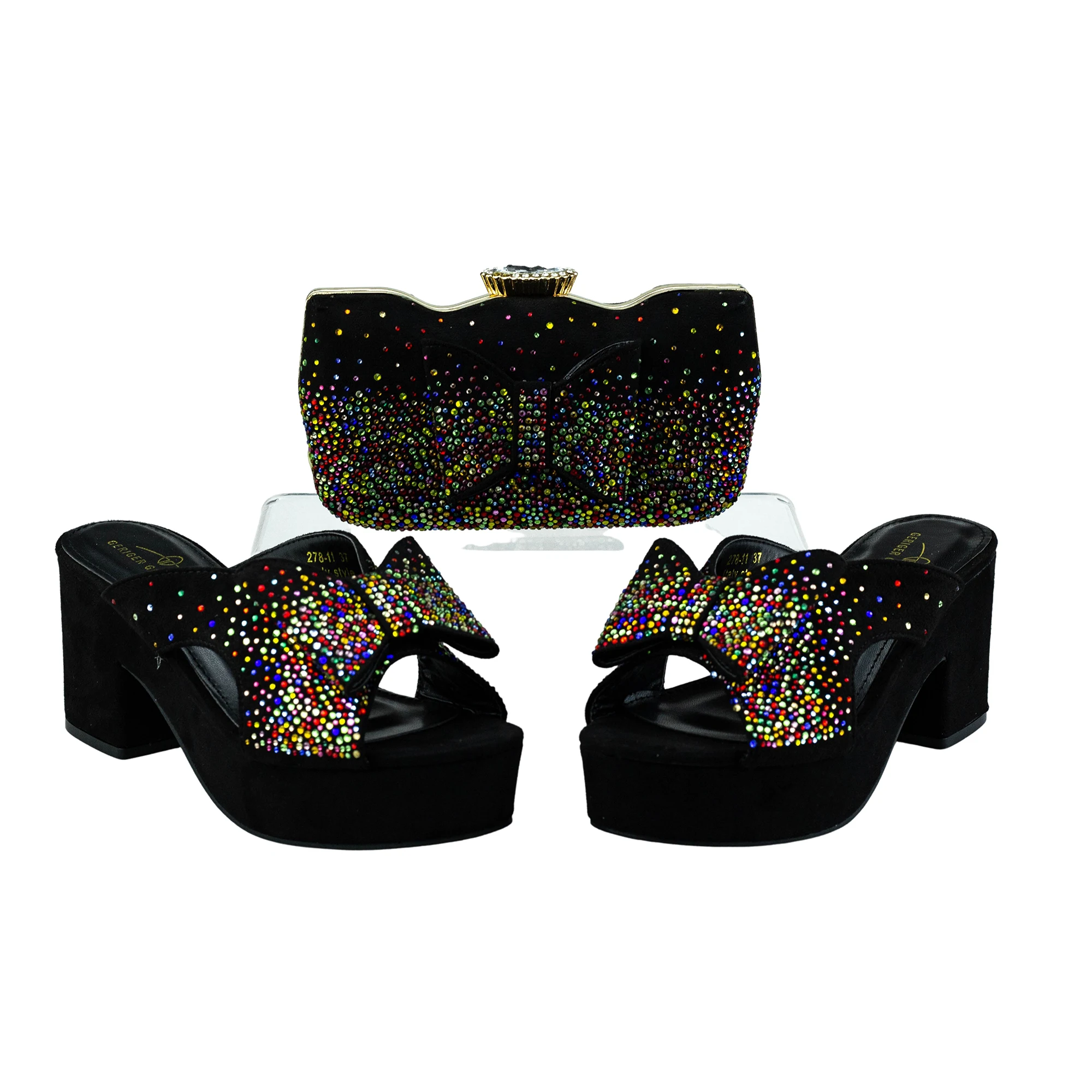 Red Bridal Pumps Heel Shoe with Purse to Match 2023 Chunky Sandals Glitter Luxury Rhinestone Sandal Bling Bling Comfy Shoe Purse