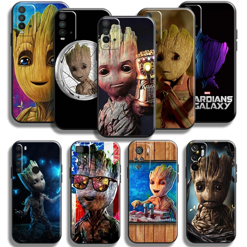 

Marvel Groot Phone Case For Xiaomi Poco M3 PRO 5G For POCO X3 Pro NFC X3 F3 GT Case Back Coque Black Funda