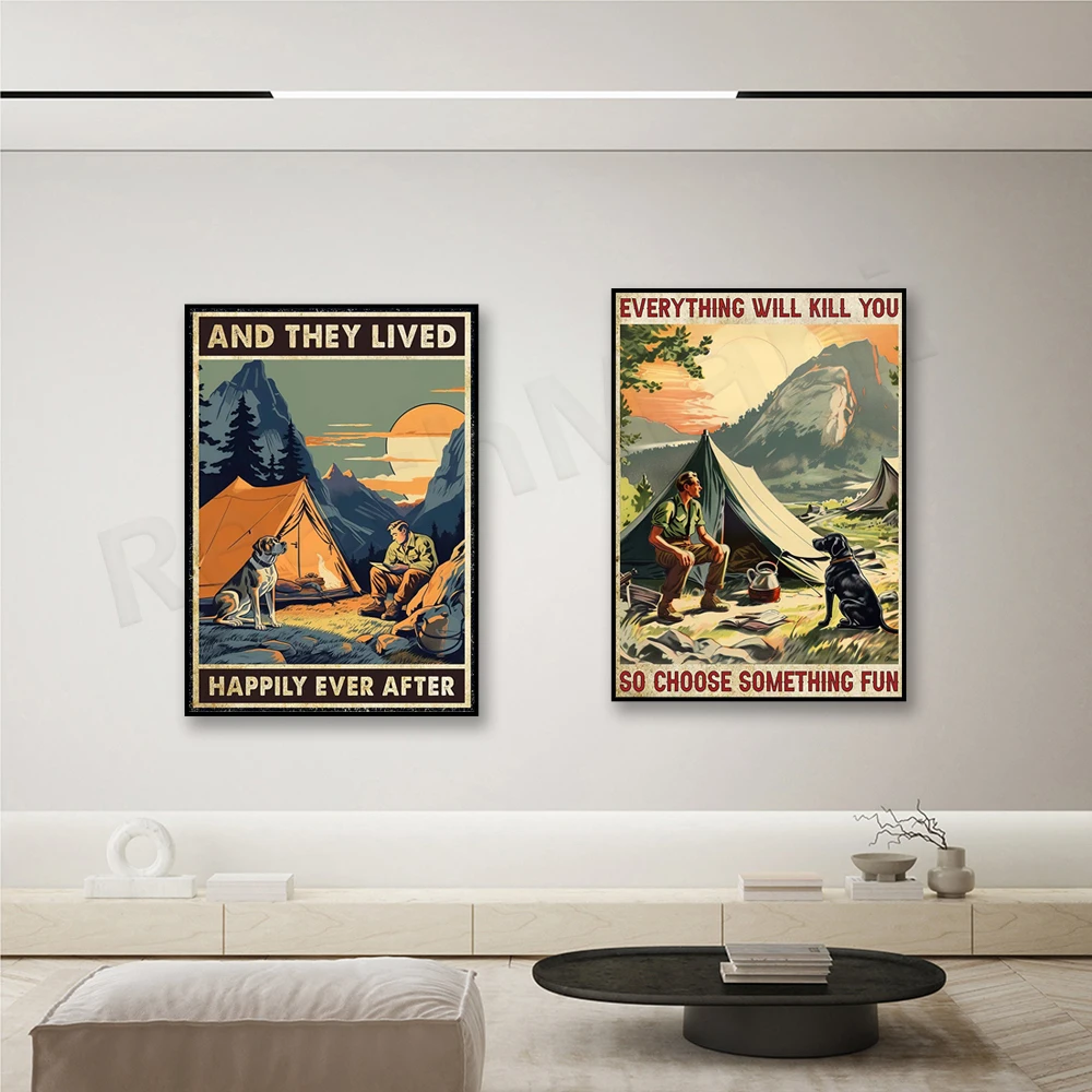 Плакат &quotМужской кемпинг с собакой&quot ReachMani