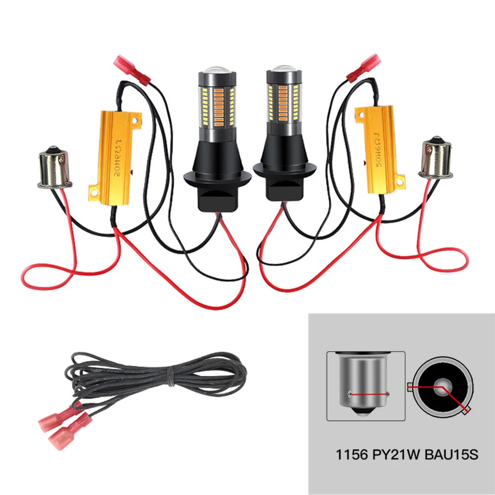 

2 шт., двухцветные лампы 1156 BA15S/BAU15S P21W PY21W T20 7440