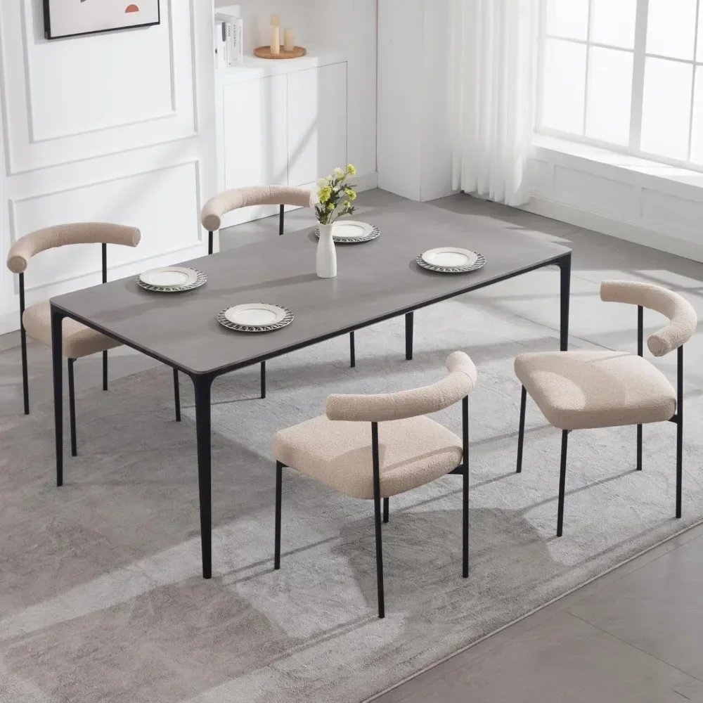 Набор из 4 обеденных стульев с металлическими ножками изогнутая спинка круглые