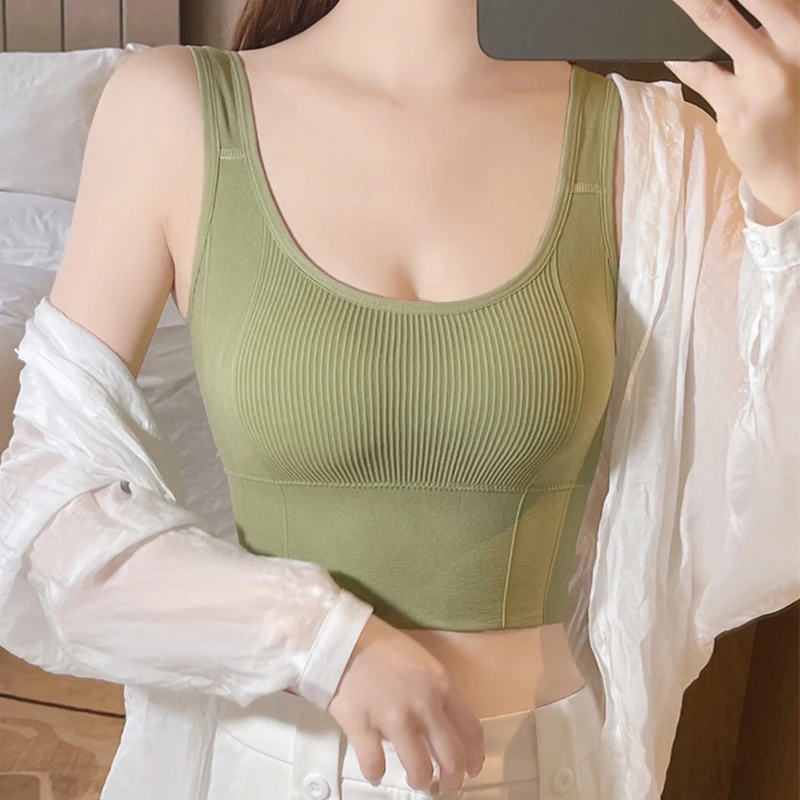 

Women Vintage Seamless Bralette Tank Top Ladies Sexy Fashion Crop Top Vest Underwear Female Sports Bralette Camisole Lingerie