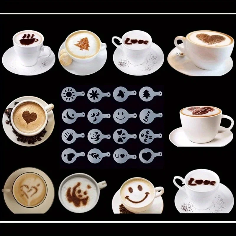 16 шт. трафареты для бариста кофе латте капучино