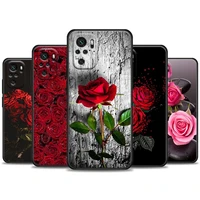 bright red rose flowers phone case for xiaomi redmi note 11 10 9 8 pro 9s 8a 10s 11s soft cover for redmi note 8pro 10pro