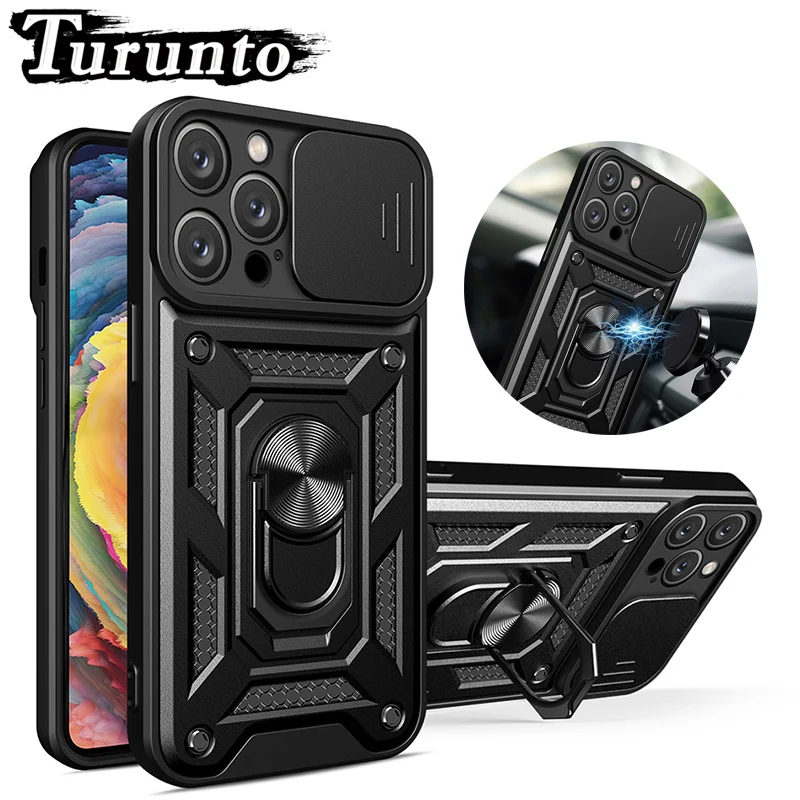 

For iPhone 14ProMax iPhone14Max Case Stand Holder Magnetic Car Ring Shockproof Armor Case For iPhone 14Pro iPhone14 Back Cover