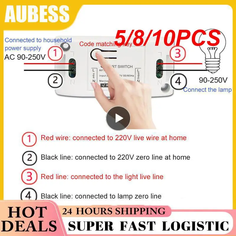 

5/8/10PCS For Diy Wireless Free Wiring Household Free Stickers Free Wiring Controller Household Smart Switch Module