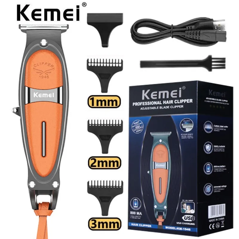 Original kemei powerful barber metal hair trimmer for men electric body beard trimmer rechargeable clipper hair cutting machine