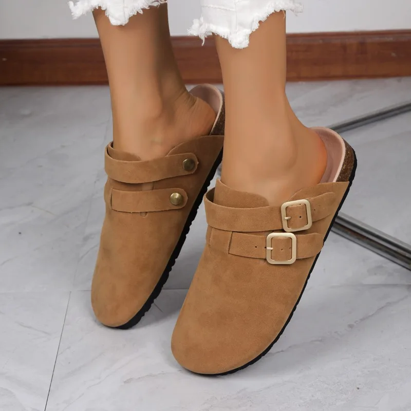 Лидер продаж новинка 2025 женская обувь женские тапочки с носком замшевые сабо