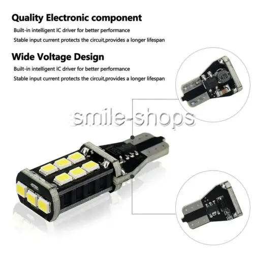 

2X 921 912 T15 Backup Reverse Light Canbus 6000K Led White Car Bulbs 2000Lm 15E