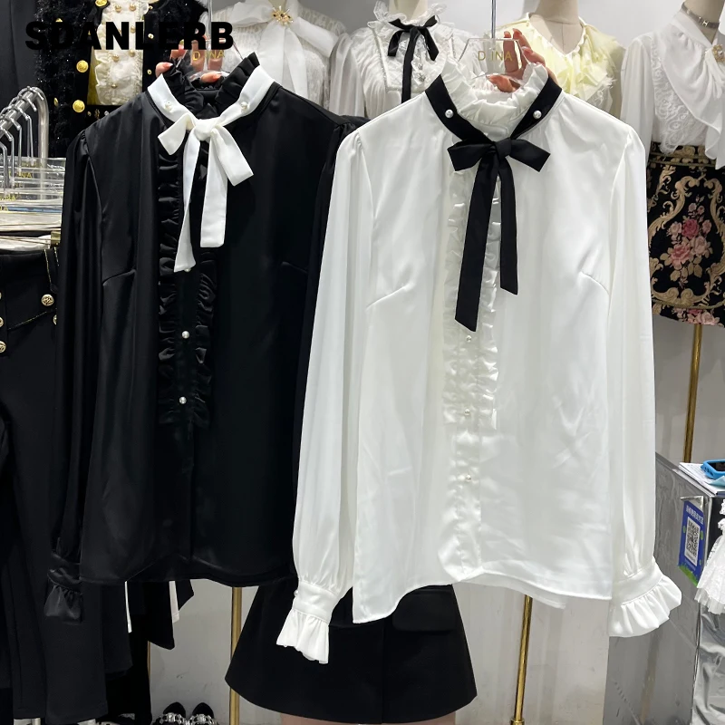 

Spring Autumn Women's Clothes Fashion Long Sleeve Shirt Elegant Ol Loose Bottoming Shirt Top Solid Color Camisas Mujer