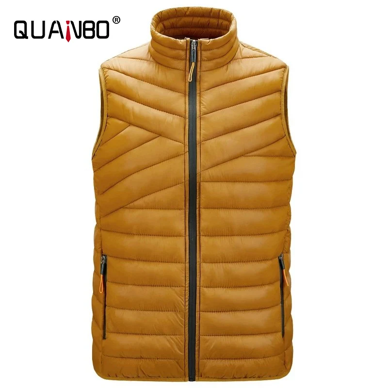 

QUANBO Brand Clothing Men's Lightweight Water-Resistant Packable Puffer Vest 2021 Spring Autumn Men Casual Biker Vest
