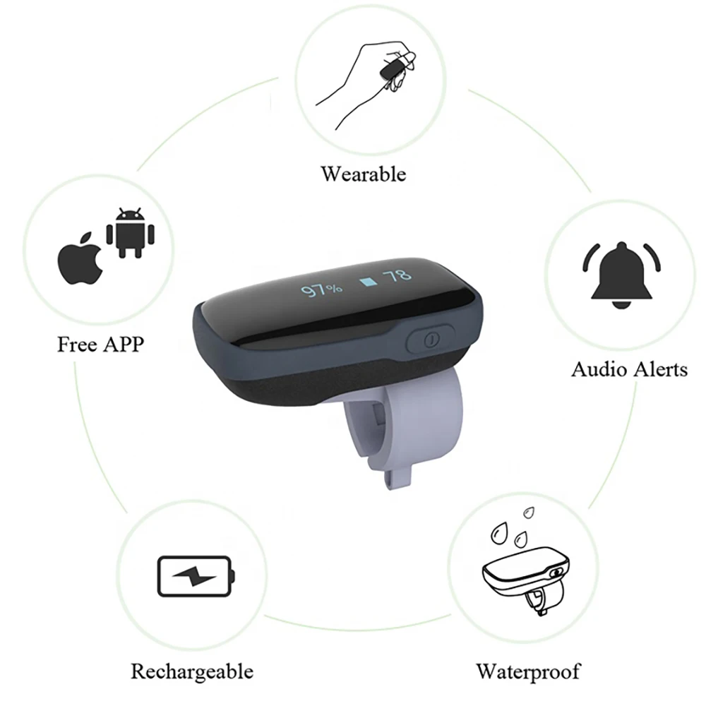 Wireless Wearable Oximeter Overnight Sleep Low Oxygen Alarm Health Monitor Blood Saturation Heart Rate |