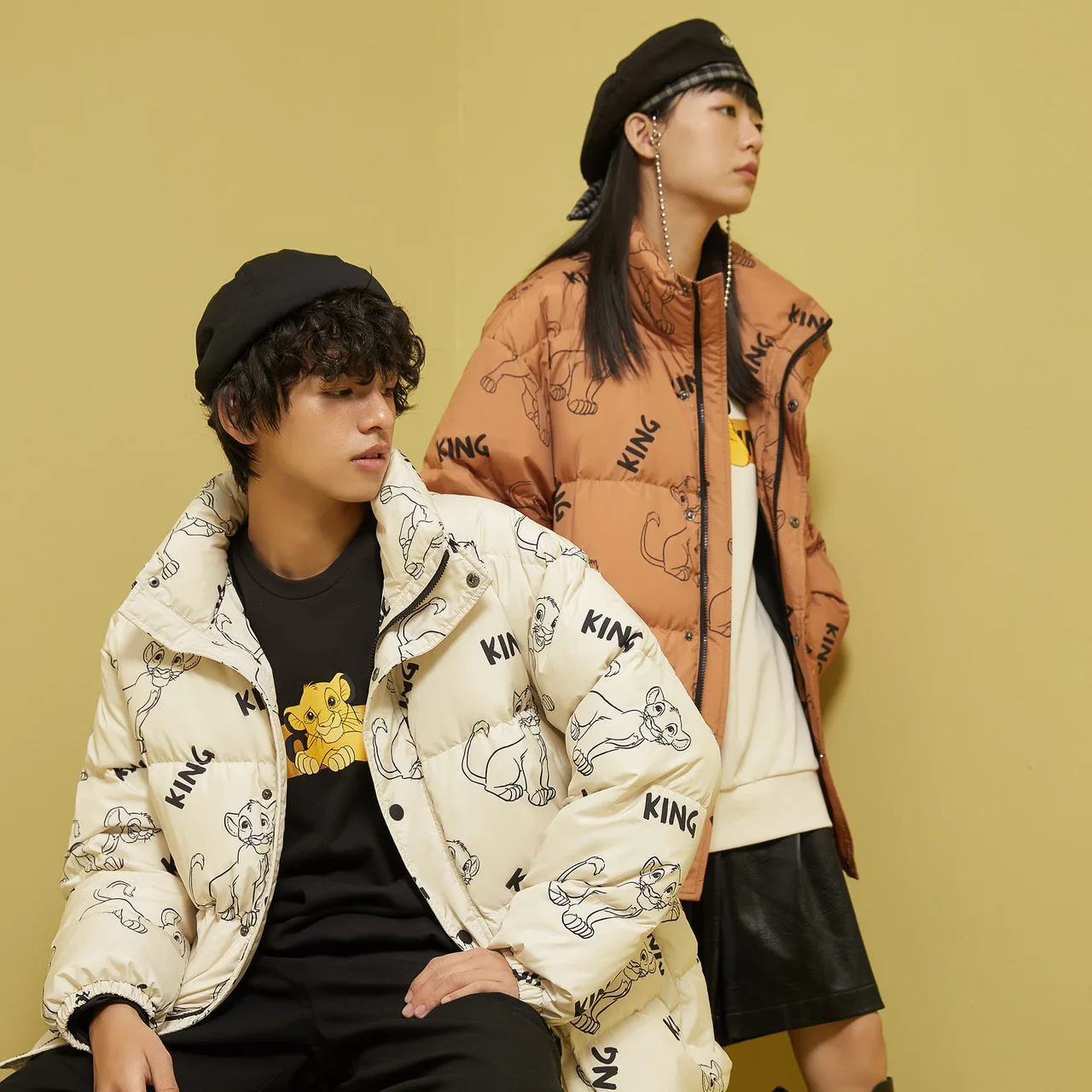Metersbonwe Printed Down Jacket Men and Woven Loose 90% Gray Duck Down Couple Down Jacket Boy Warm Winter Coat Girl Outerwear
