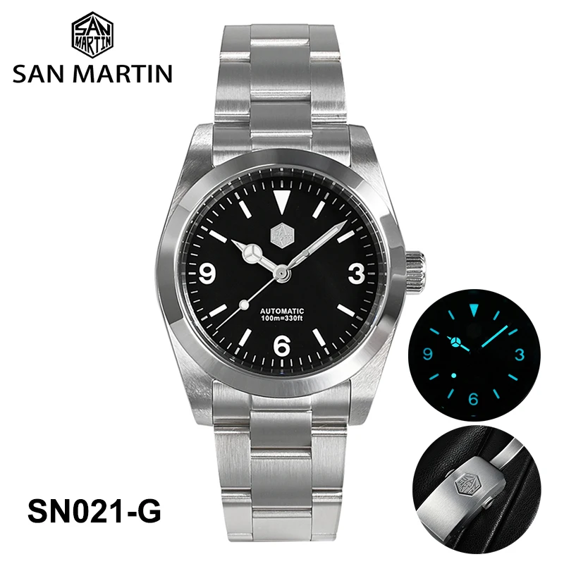 

San Martin 36mm Explore Climbing Series Vintage Men Sport Watch PT5000 Automatic Mechanical 10Bar BGW-9 Sapphire Wrist Watch