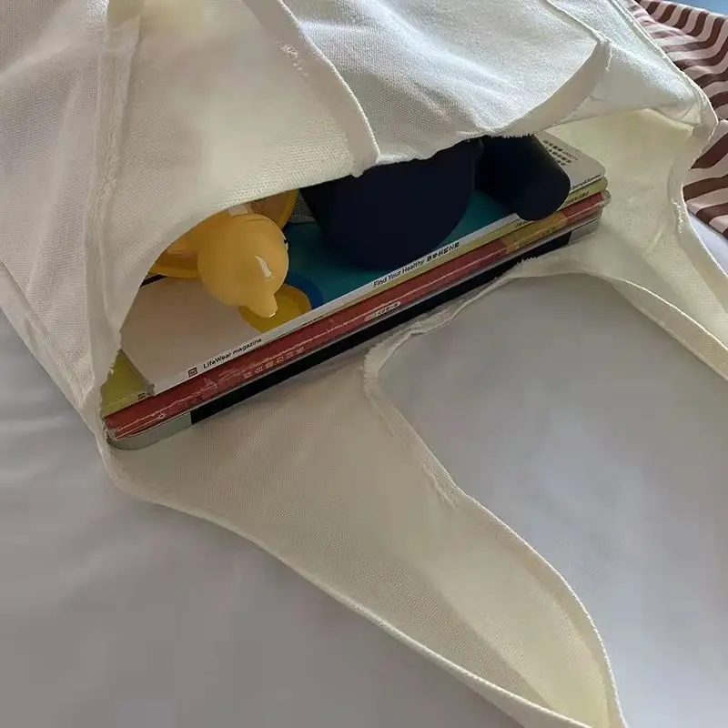 Сумка на плечо женская холщовая с японским принтом большая винтажная