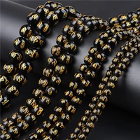 feng shui obsidian stone beads mantra round loose beads 6 8 10mm pick size for jewelry making diy pendant necklace bracelets