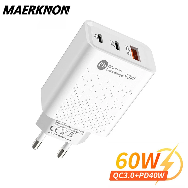 

USB C Charger 60W Fast Charging Charger For Xiaomi iPhone 14 13 Pro Max Samsung S23 Ultra Wall Chargers PD Type C Phone Adapter