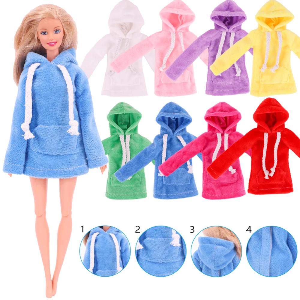 Doll Clothes Doll Winter Plush Hoodies Outfit Santa Claus For 11.8inch Barbies 1/6 BJD Casual Clothing,Girl's Christmas gifts