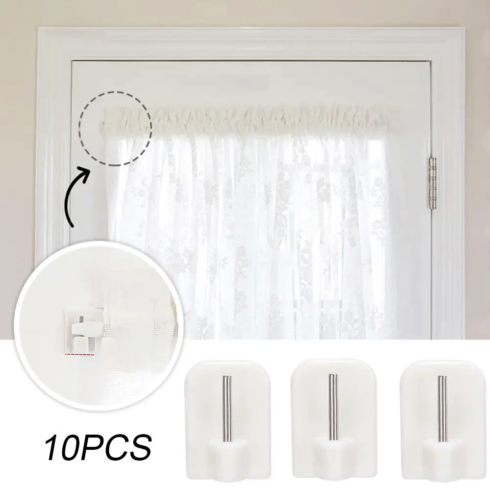 

10PCs Self-adhesive Curtain Hooks Bathroom Towel Holder Curtain Buckle Rod Accessories Kitchen Wall Storage Hooks Racks