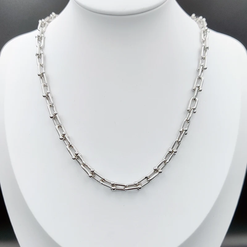 

Оригинальное U-образное ожерелье 1:1 из серебра 925 пробы в классическом европейском и американском стиле Женская Роскошная бижутерия подарок...