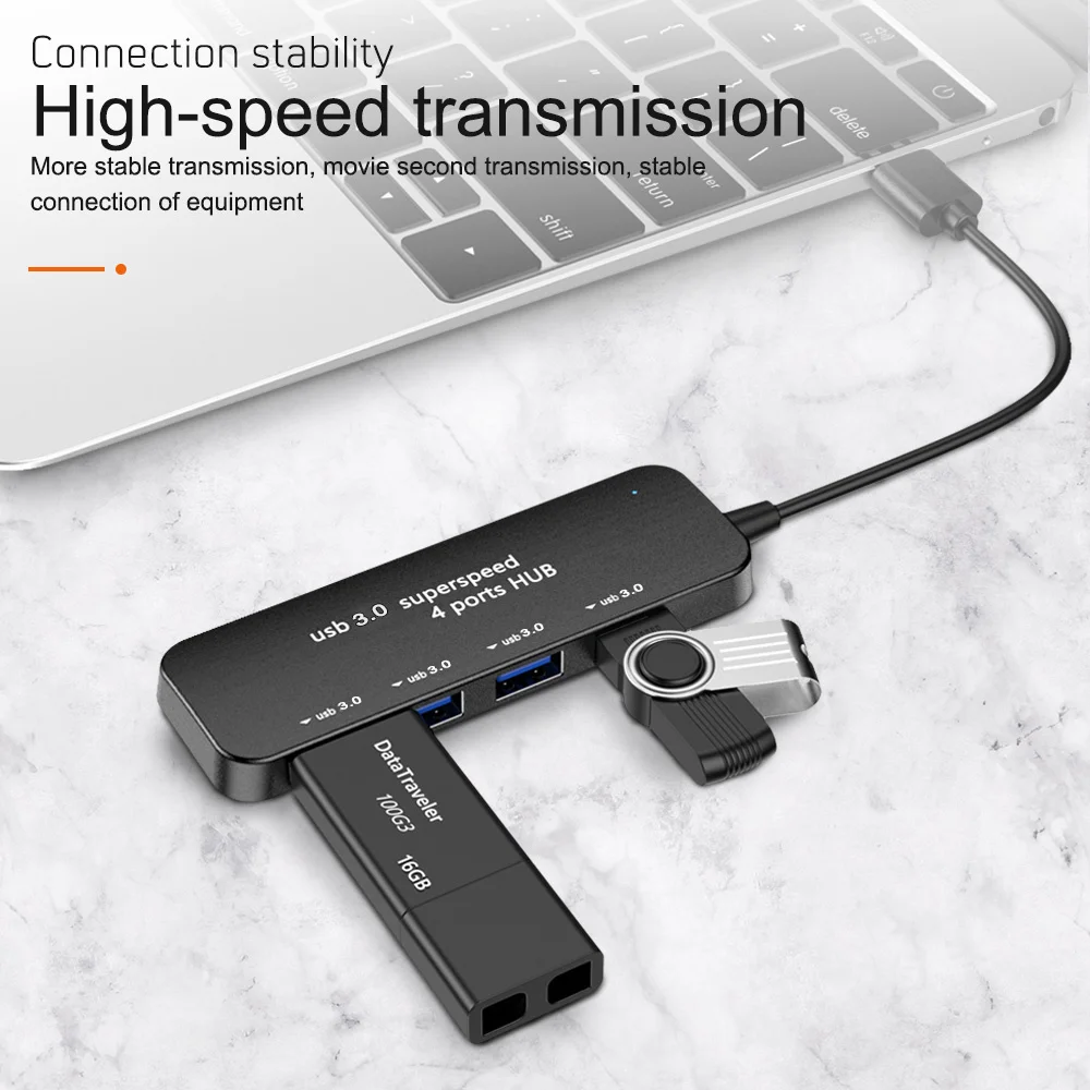 

Five Fold Safety Protection 4-port Usb 3.0 Hub More Stable Transmission Splitter Stable Device Connection 4-port C-type Hub