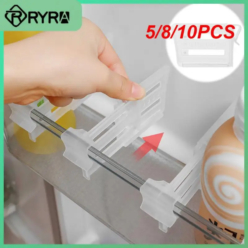 

5/8/10PCS Plastic Storage Splint Bottle Rack Refrigerator Side Door Divider Clips Kitchen Bottle Can Shelf Organizer Retractable