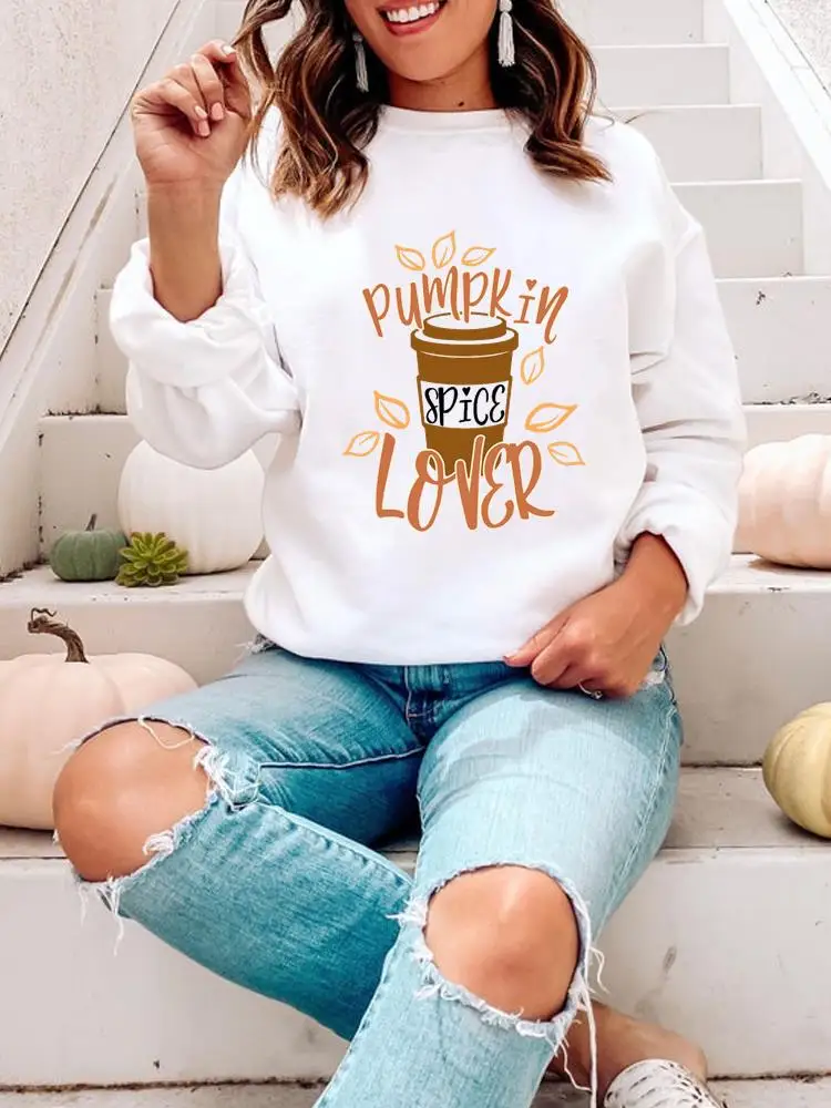 

Thanksgiving Love Cute Fashion Pumpkin Spice Fall Autumn Halloween Women Print Pullovers Casual Graphic Female Sweatshirts