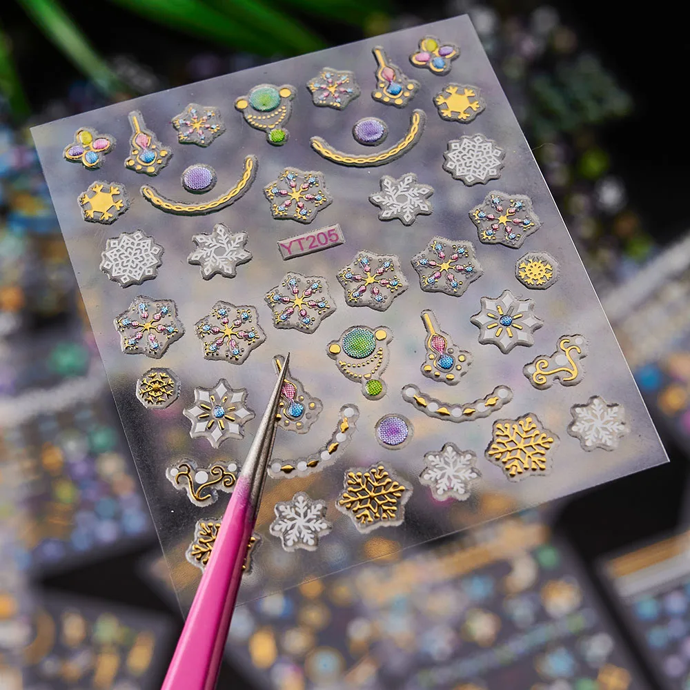 

Bulk Gold Bronzing 5D Nail Sticker Flower Wave Line Designs Adhesive Metallic Stickers Charm Nail Art Decal Manicure Decorations