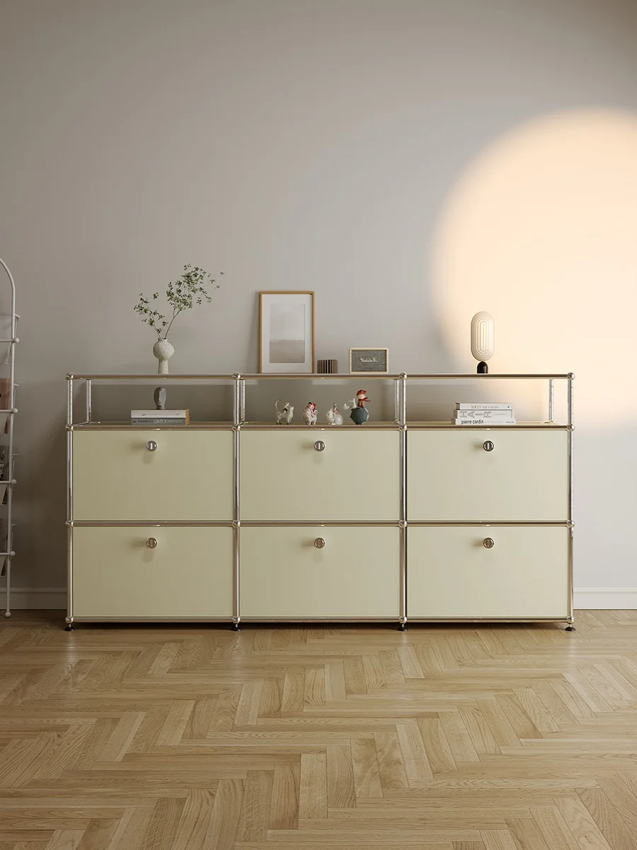 Комбинированный обеденный боковой шкаф USM антикварный из нержавеющей стали для