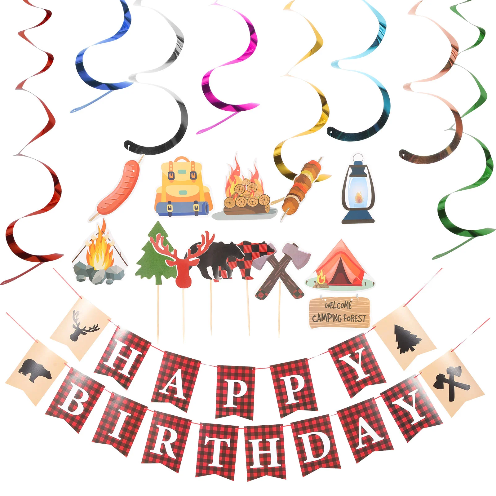 

BBQ Party Decorations Birthday Supplies Cake Happy Garland Picnic Barbecue Banner