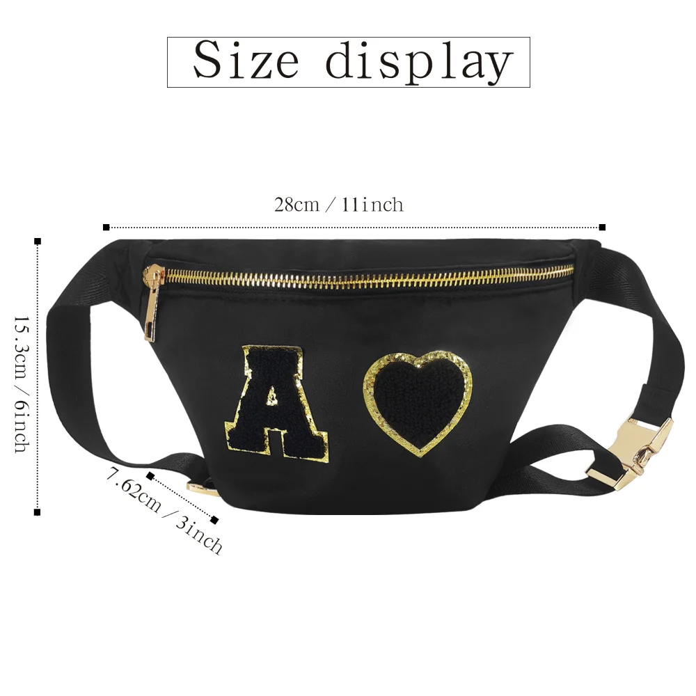 Customized Nylon Waist Pack Women Fashion Cute Letter Patches Fanny Packs Ladies Simple Casual Hip Pouches Versatile Chest Bags