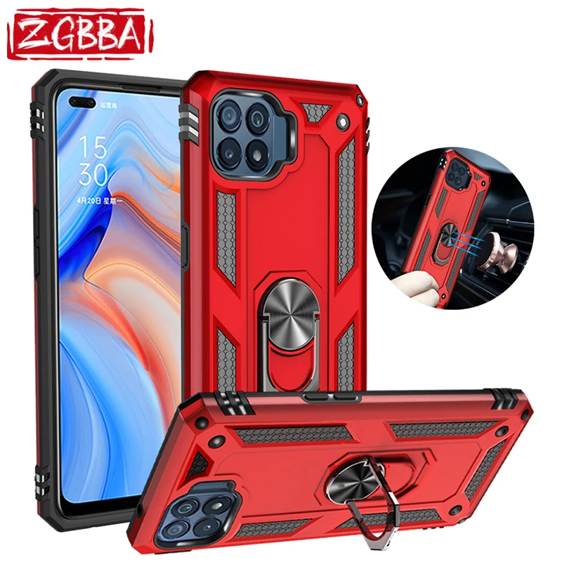 

Magnetic Ring Car Holder Phone Case For OPPO Reno 6 5G 5Z 5F 5Lite 4Lite 4F 2Z Realme C21 Shockproof Kickstand Protection Cover