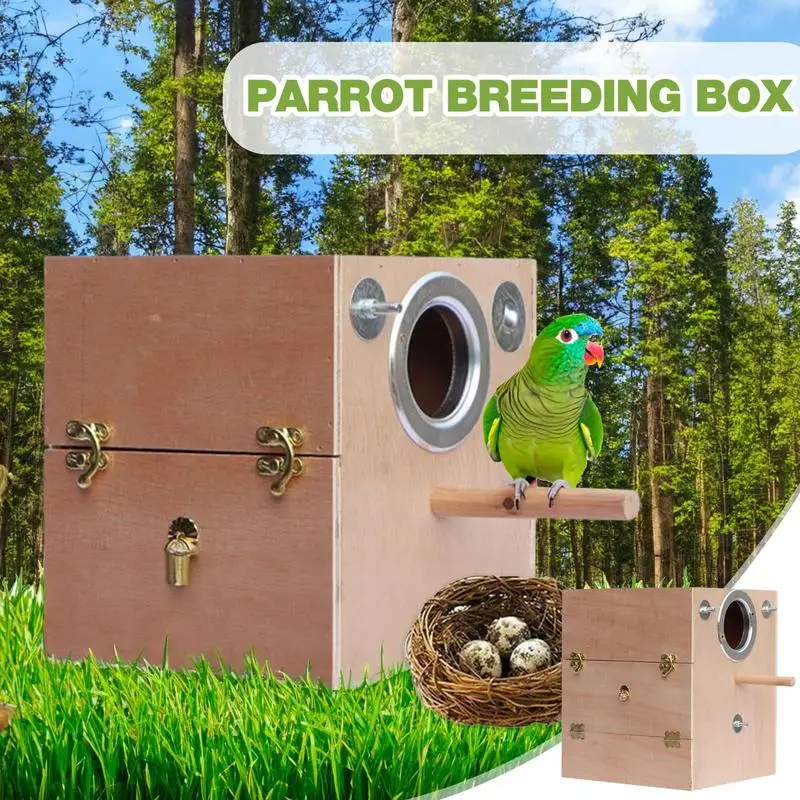 

Parakeet Nesting Box Creative Wooden Parrot Cage Wood Parakeet Breeding Nesting Box Multipurpose Breed Cage For Lovebird Bedding