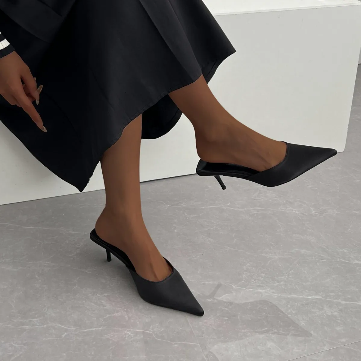 Женские полутапочки Baobao во французском стиле новые летние черные босоножки на