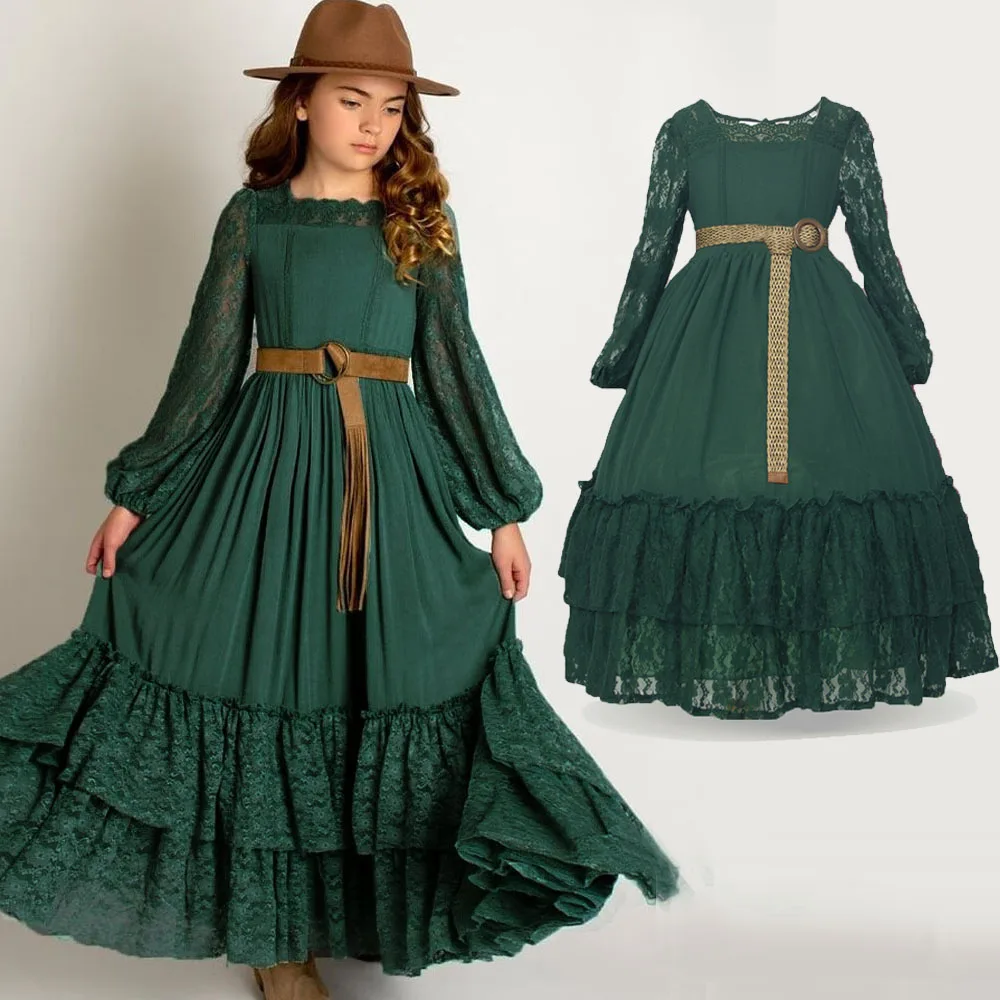 

3-10Yrs Girls Floral Long Sleeve Dresses Autumn New Fashion Kids Girl Casual Party Costume Children Clothing Christmas Vestidos