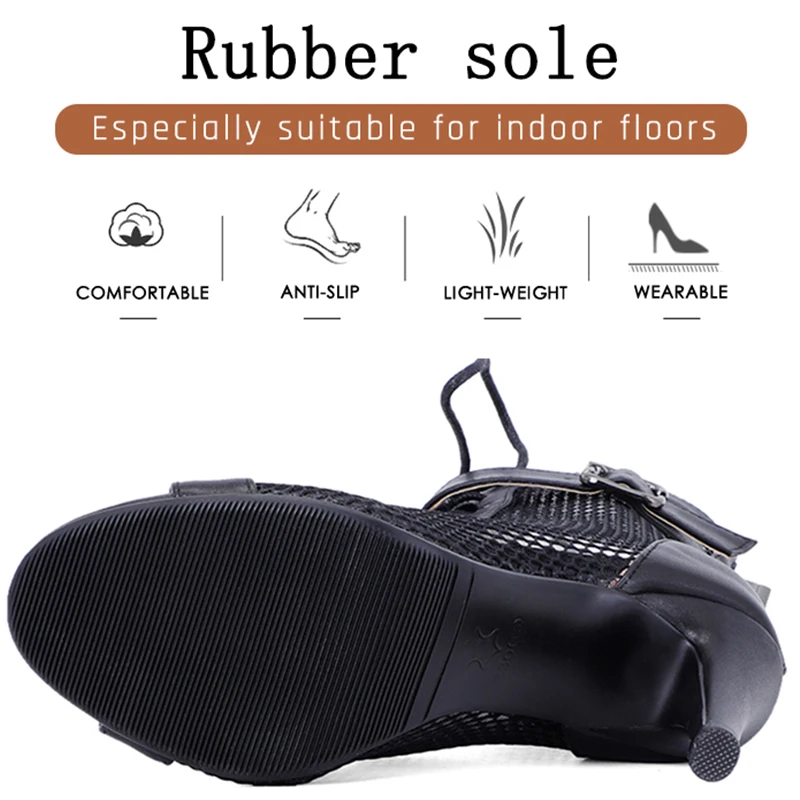 Women's Fashion Party Stilettos High Heels Plus Mesh Boots Fish Mouth Thin Rubber  Dance shoes For Girl's 34-46 dancing shoes
